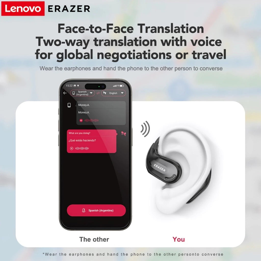Lenovo ERAZER XT66 PRO – Écouteurs Bluetooth 5.4 avec Traduction IA Instantanée et Écran LED