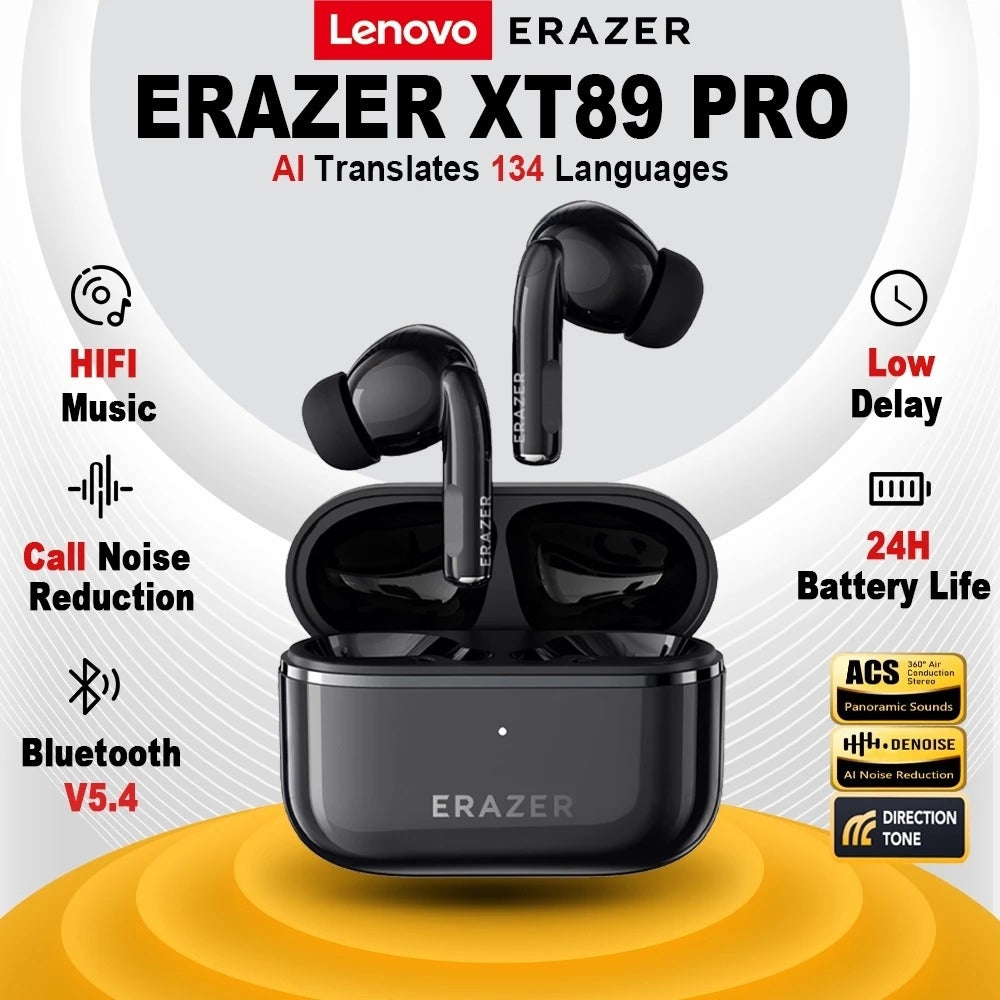 Lenovo ERAZER XT89 PRO – Écouteurs Bluetooth 5.4 avec Traduction  IA & Mode Gaming