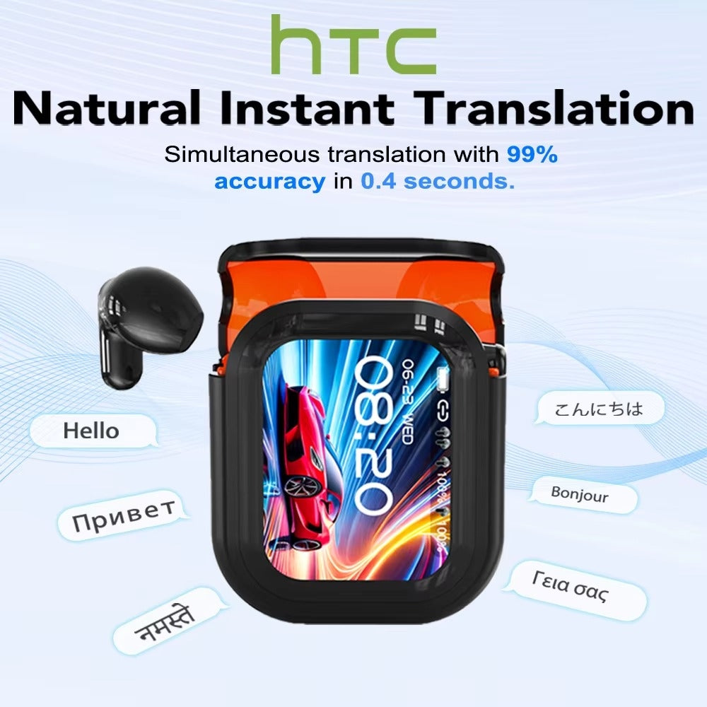 HTC NE20 – Écouteurs Gaming Bluetooth 6.0 avec Écran LCD Tactile & IA Intégrée
