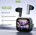 HTC NE40 – Écouteurs Bluetooth 6.0 avec Traduction IA, Écran LED & Réduction de Bruit