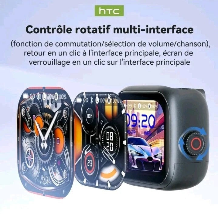 HTC NE40 – Écouteurs Bluetooth 6.0 avec Traduction IA, Écran LED & Réduction de Bruit