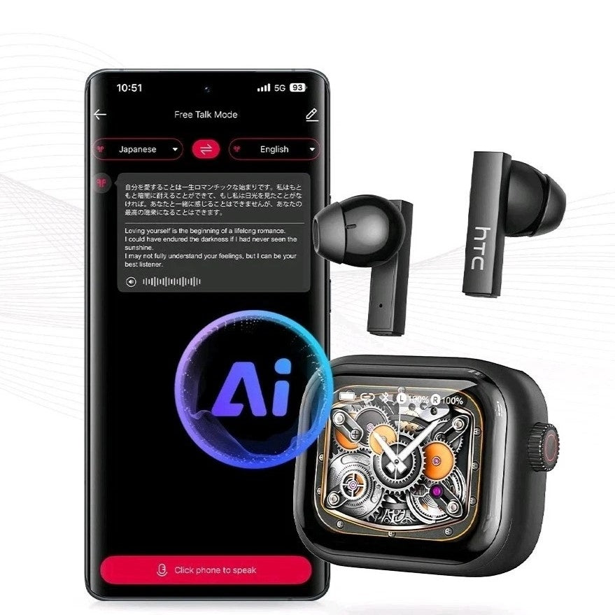HTC NE40 – Écouteurs Bluetooth 6.0 avec Traduction IA, Écran LED & Réduction de Bruit