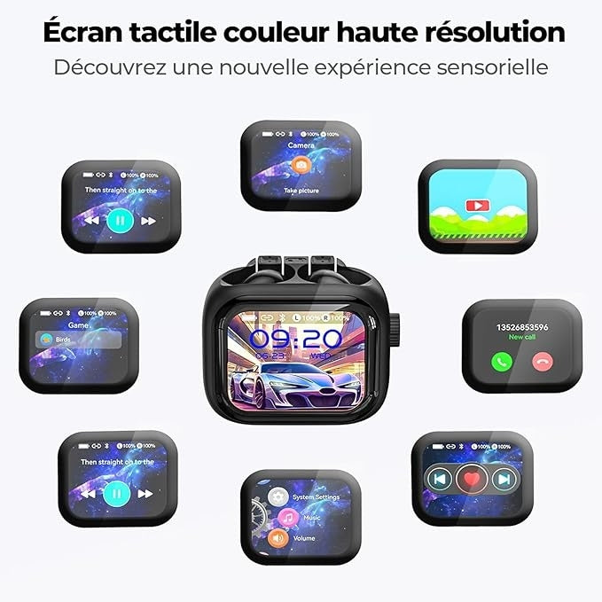 HTC NE40 – Écouteurs Bluetooth 6.0 avec Traduction IA, Écran LED & Réduction de Bruit