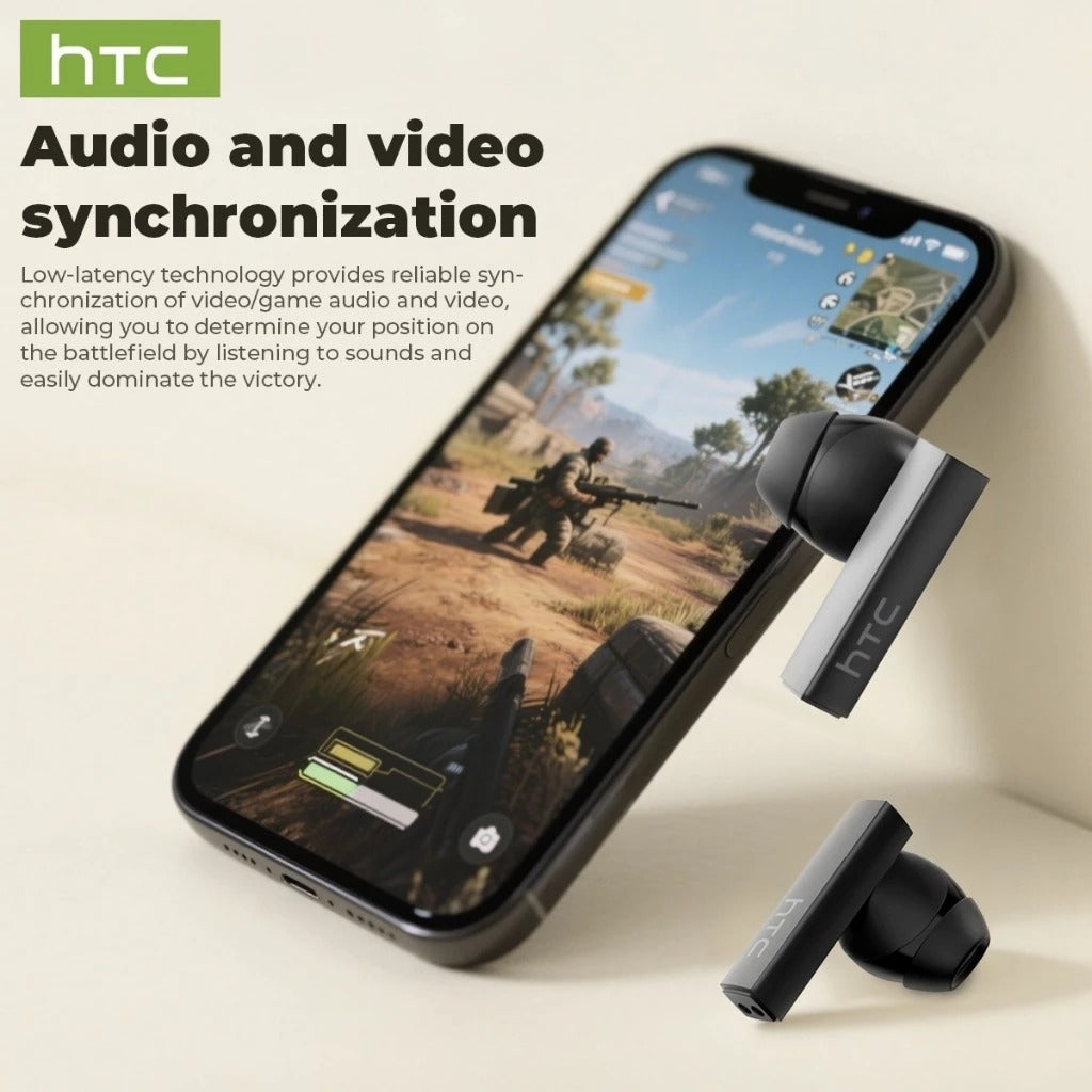 HTC NE40 – Écouteurs Bluetooth 6.0 avec Traduction IA, Écran LED & Réduction de Bruit