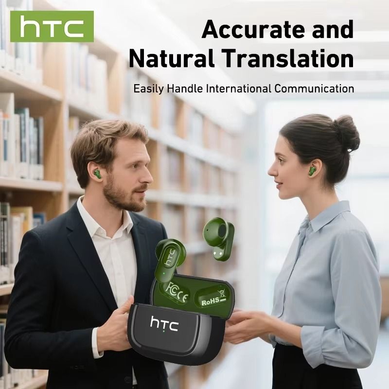 HTC NE51 – Écouteurs Bluetooth 6.0 avec Traduction IA 135+ Langues