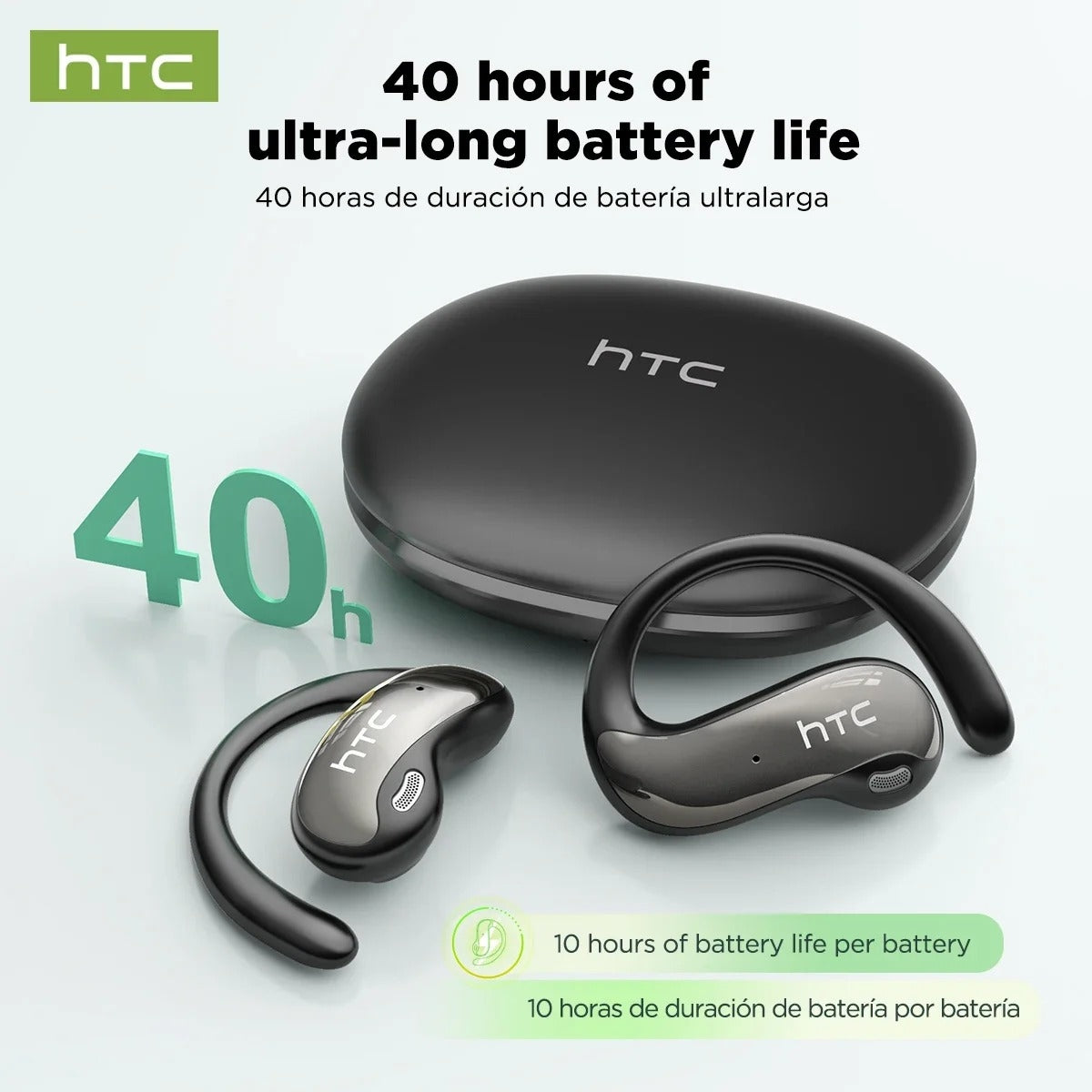 HTC NE19 – Écouteurs Bluetooth 6.0 avec Traduction IA 135 Langues
