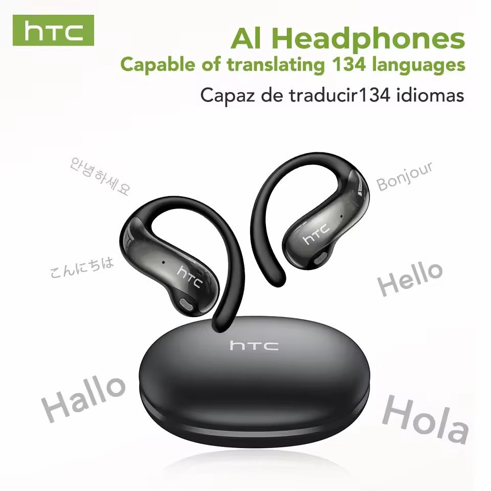 HTC NE19 – Écouteurs Bluetooth 6.0 avec Traduction IA 135 Langues