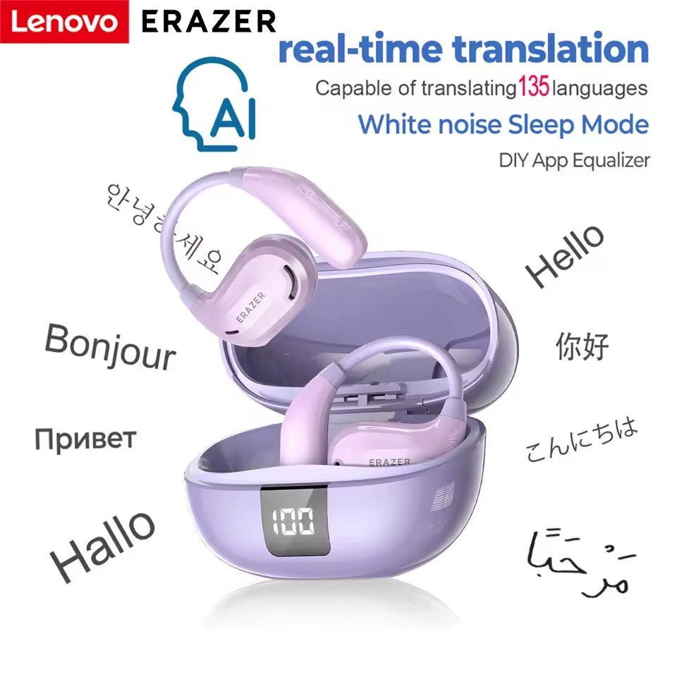 Lenovo ERAZER XT66 PRO – Écouteurs Bluetooth 5.4 avec Traduction IA Instantanée et Écran LED