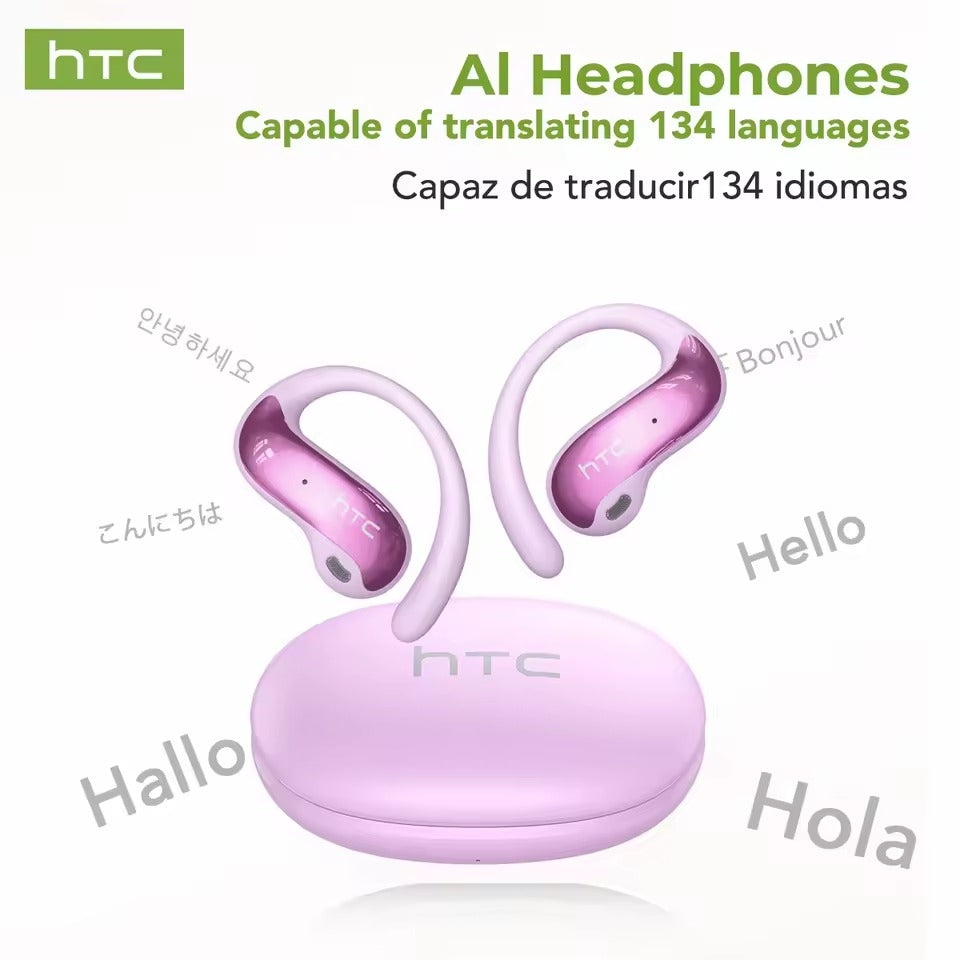 HTC NE19 – Écouteurs Bluetooth 6.0 avec Traduction IA 135 Langues