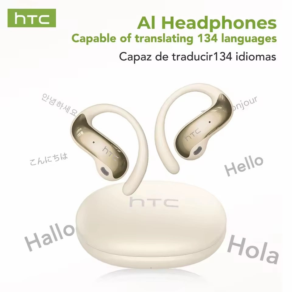 HTC NE19 – Écouteurs Bluetooth 6.0 avec Traduction IA 135 Langues