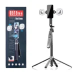 Perche à Selfie Stabilisée Q515TK-H – Suivi de Visage 360° + Trépied & Éclairage LED