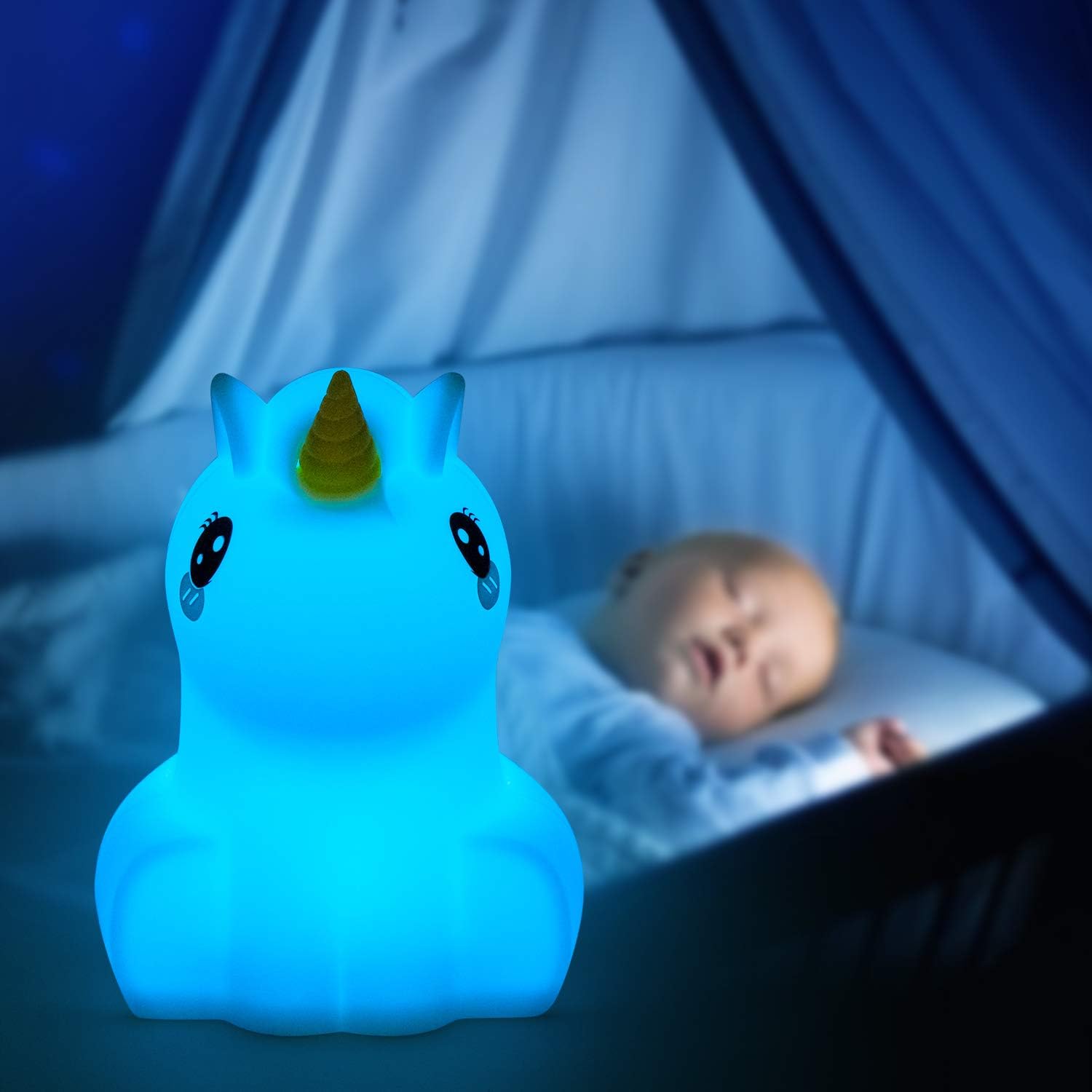 Veilleuse Licorne LS-10B – Lampe de Chevet Enfant à 9 Couleurs RGB en Silicone Doux Veilleuse Licorne LS-10B – Lampe de Chevet Enfant à 9 Couleurs RGB en Silicone Doux – Image 4