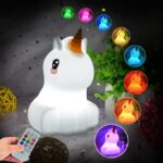 Veilleuse Licorne LS-10B – Lampe de Chevet Enfant à 9 Couleurs RGB en Silicone Doux