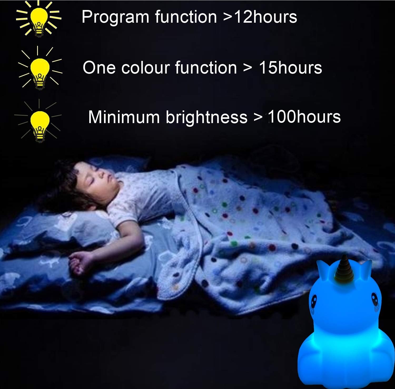 Veilleuse Licorne LS-10B – Lampe de Chevet Enfant à 9 Couleurs RGB en Silicone Doux Veilleuse Licorne LS-10B – Lampe de Chevet Enfant à 9 Couleurs RGB en Silicone Doux – Image 7