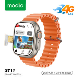 Modio 4G ST11 – Smartwatch 4G (4/64Go) avec SIM, Wi-Fi, GPS & Caméra